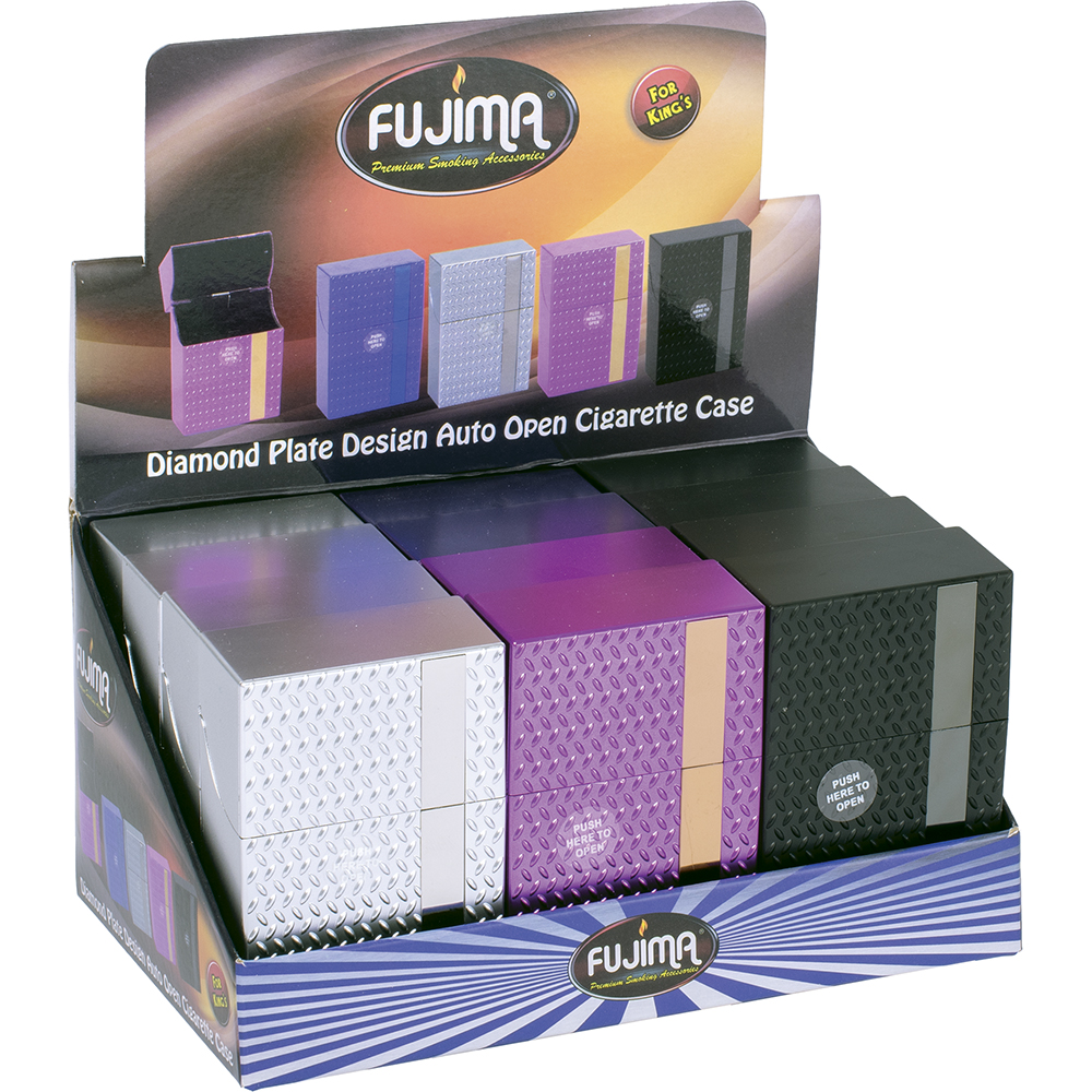 Plastic Cigarette Case king Diamond Plate 12-ct