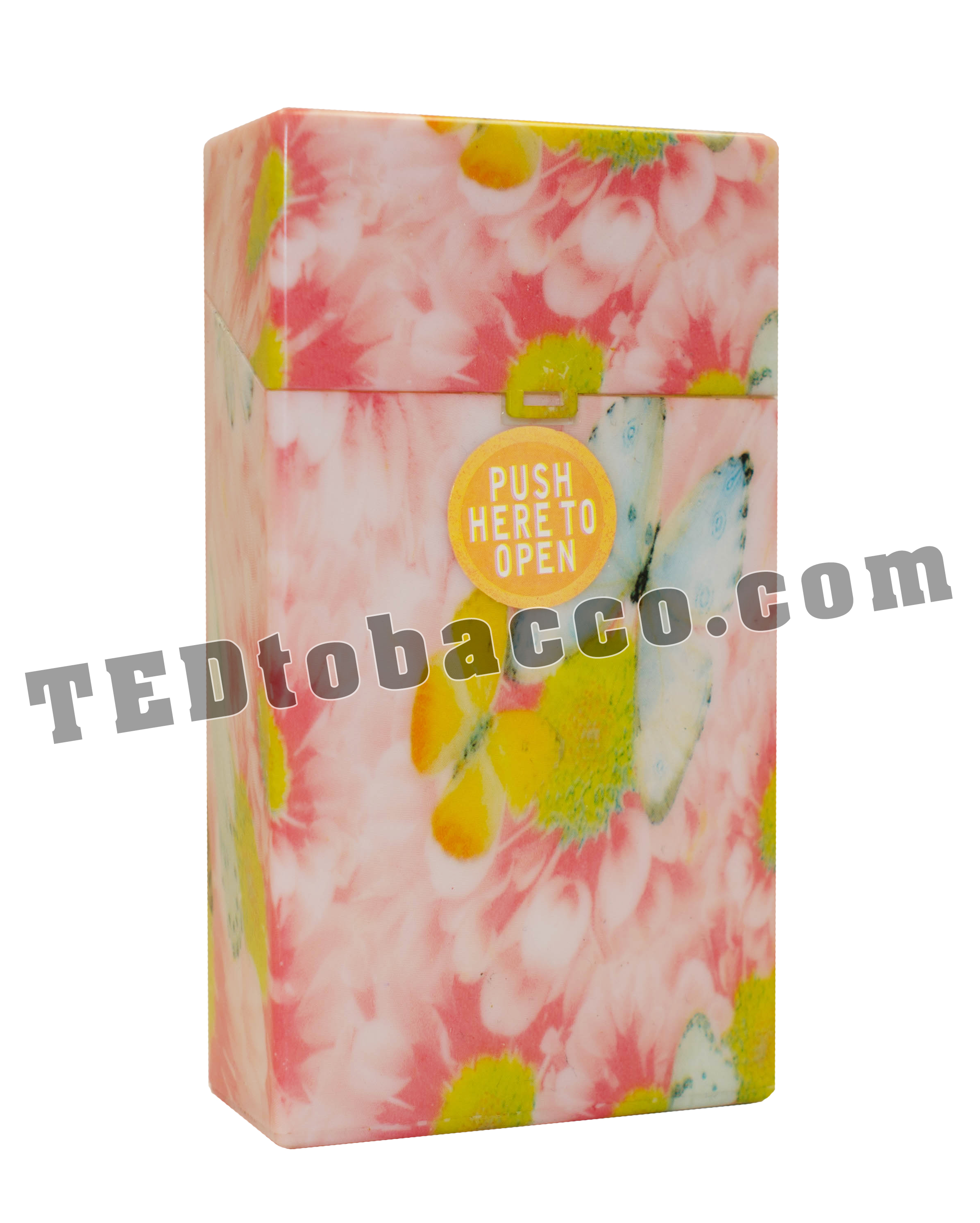 Plastic Cigarette Case 100 Flowers Butterflies