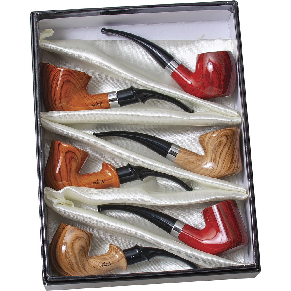 Faux Wood 3-Color Tobacco Pipe Mix 6-ct